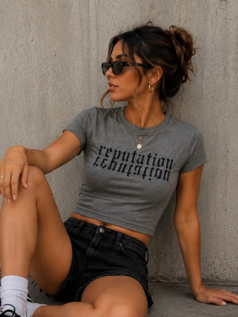 Taylor Swift Gray Graphic Crop Tee